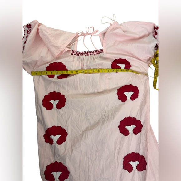 Zara Bohemian Pink Maxi Dress with Red Embroidery Size Small. D25 - Picture 10 of 14